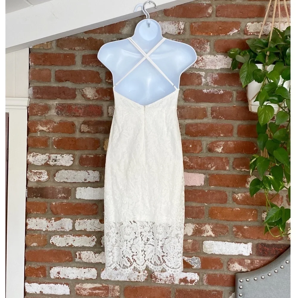 Lulus Flirting with Desire White Lace Bodycon Dress Size Medium - Picture 6 of 10
